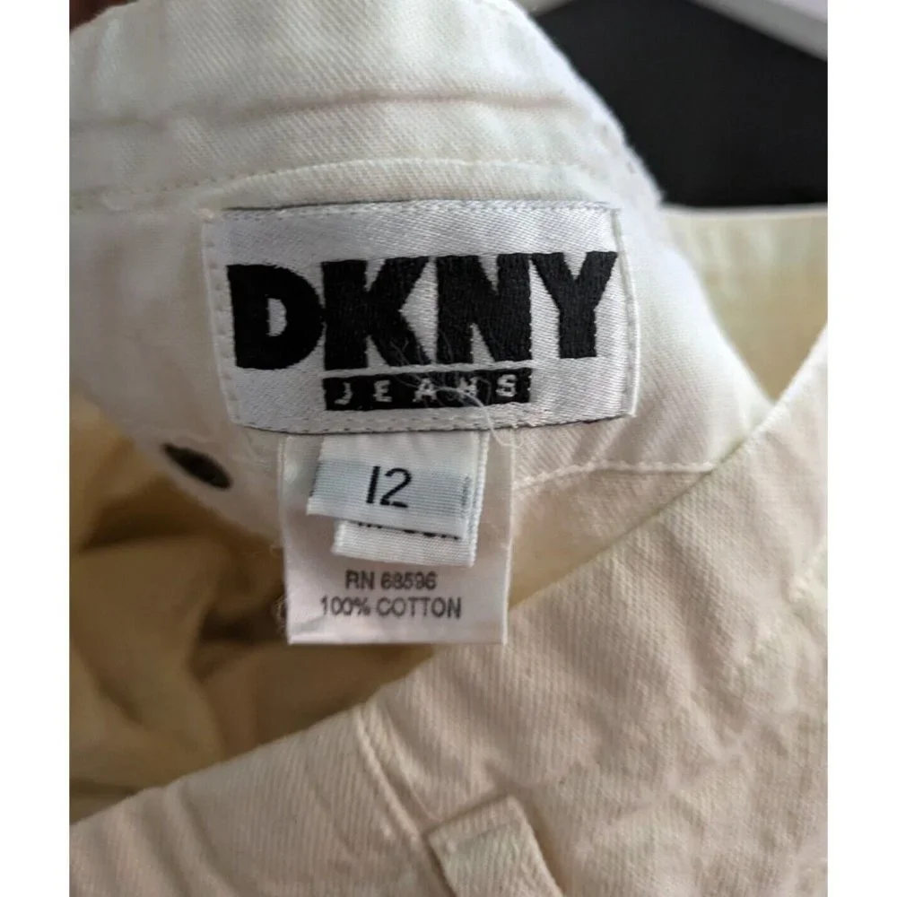 DKNY Vintage Y2K Denim Cargo Pants Women's High Rise Capris Size 12 100% Cotton‎